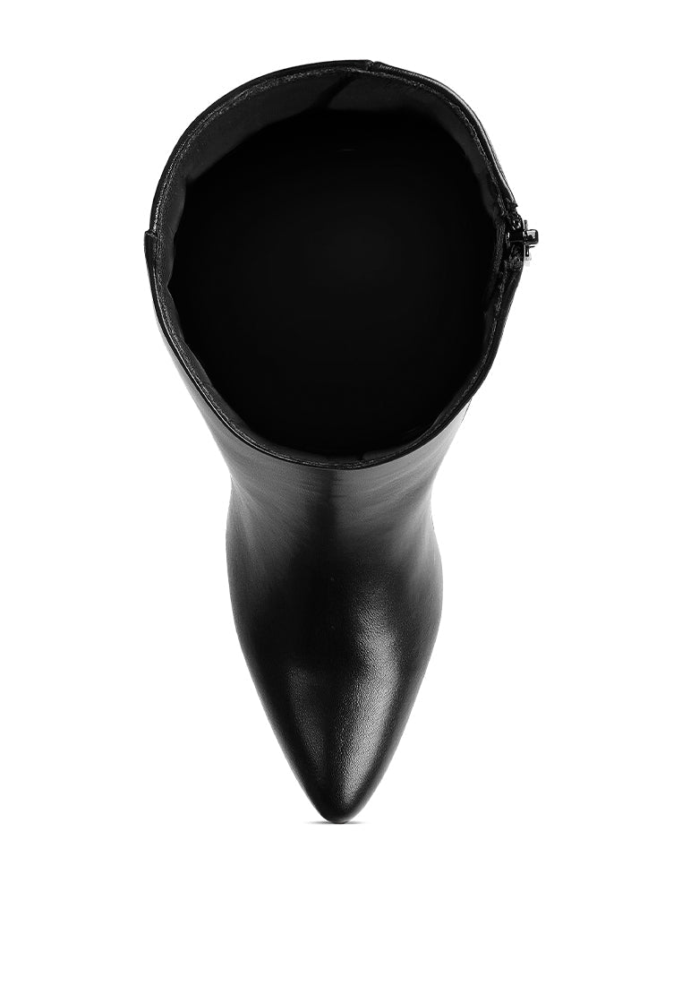 Kaira High Ankle Boots - Metallic Accent Heel Block Boots for Women - Style Queenz