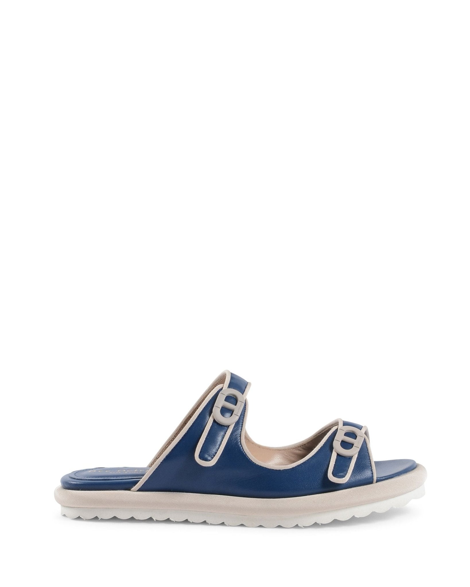 Kandy Flat Sandal Blue - Italian Leather Summer Sandals - Style Queenz