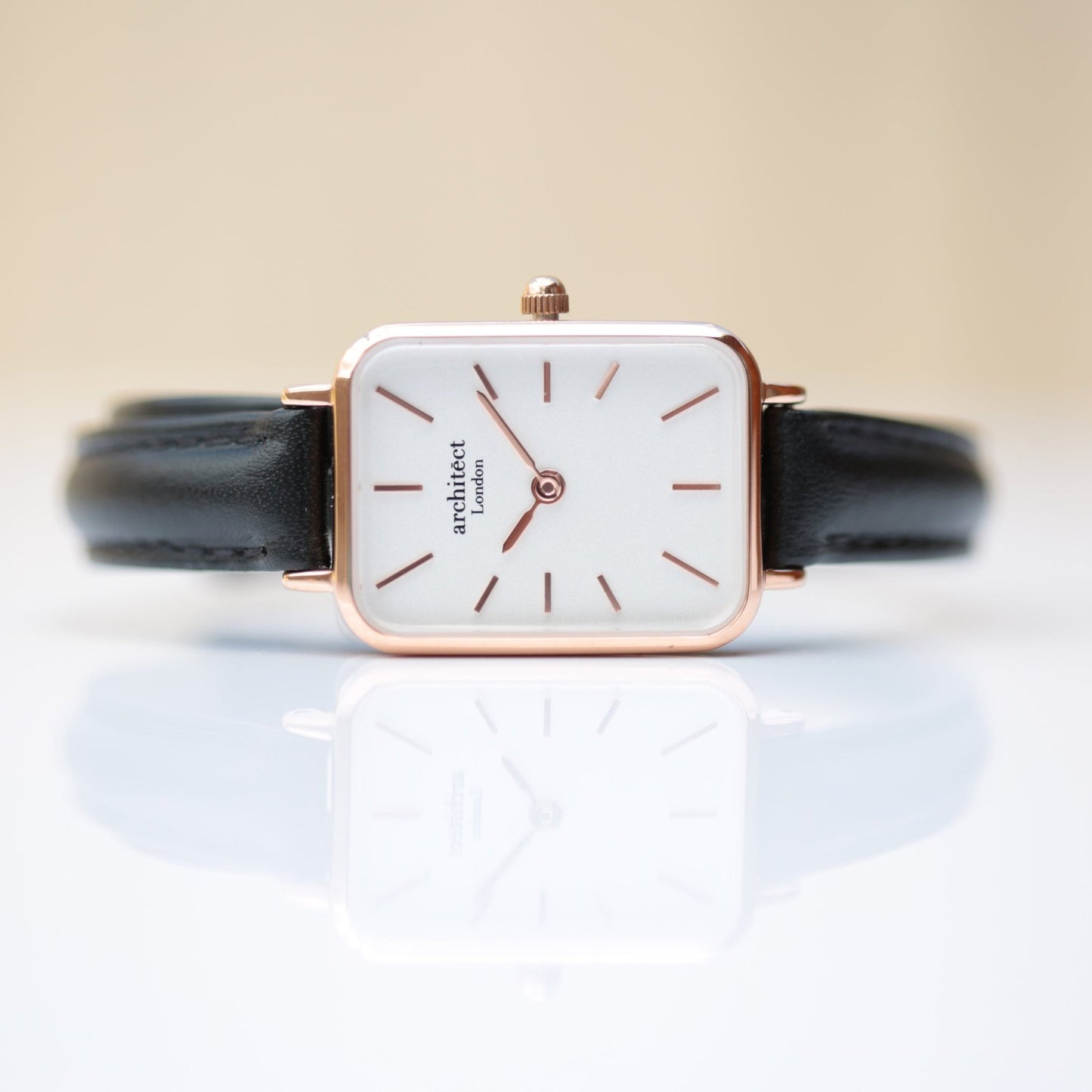 Ladies Architēct Lille Brilliant White Watch - Handwriting Engraving Leather Strap - Style Queenz