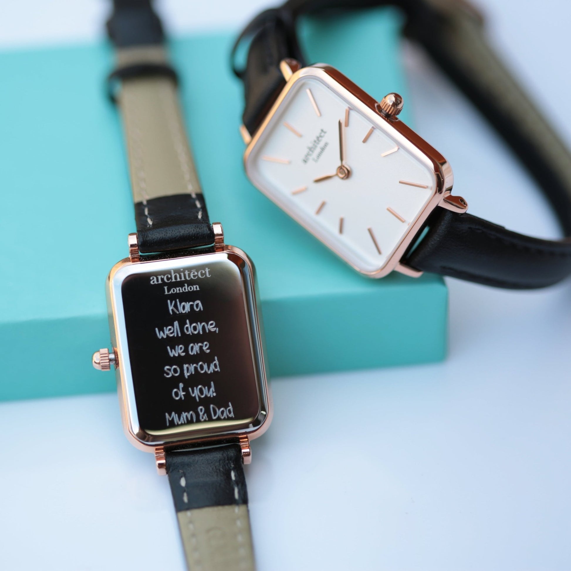 Ladies Architēct Lille Brilliant White Watch - Handwriting Engraving Leather Strap - Style Queenz