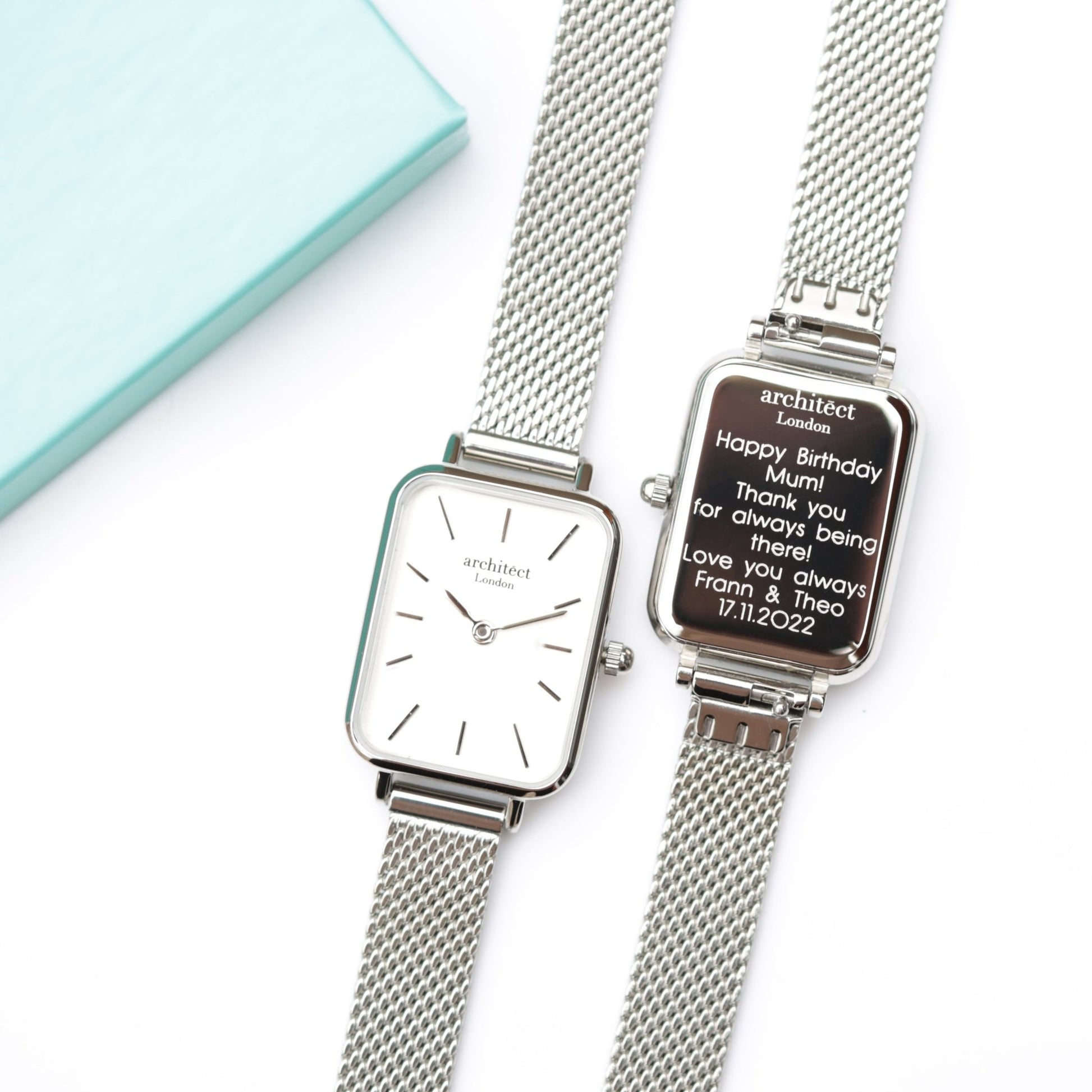 Ladies Architēct Lille Cloud Silver Watch - Personalized Modern Font Engraving - Style Queenz