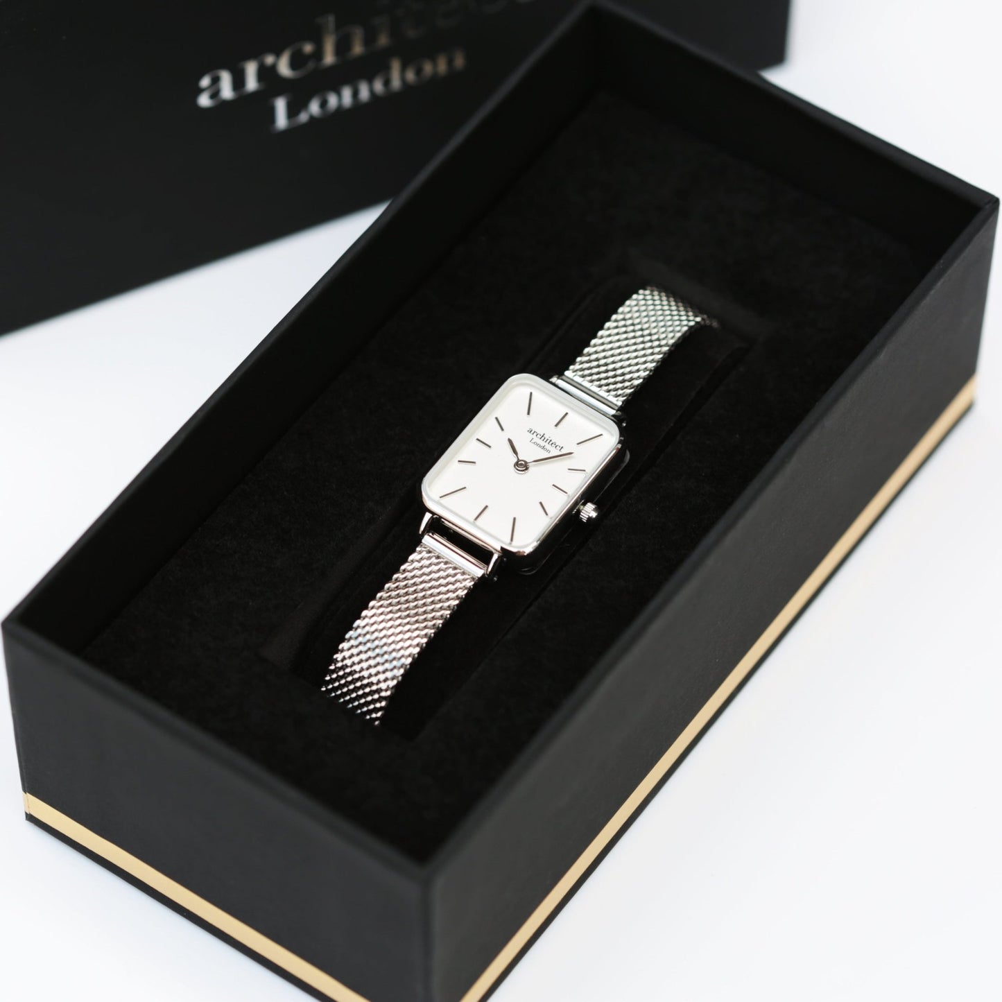 Ladies Architēct Lille Cloud Silver Watch - Personalized Modern Font Engraving - Style Queenz