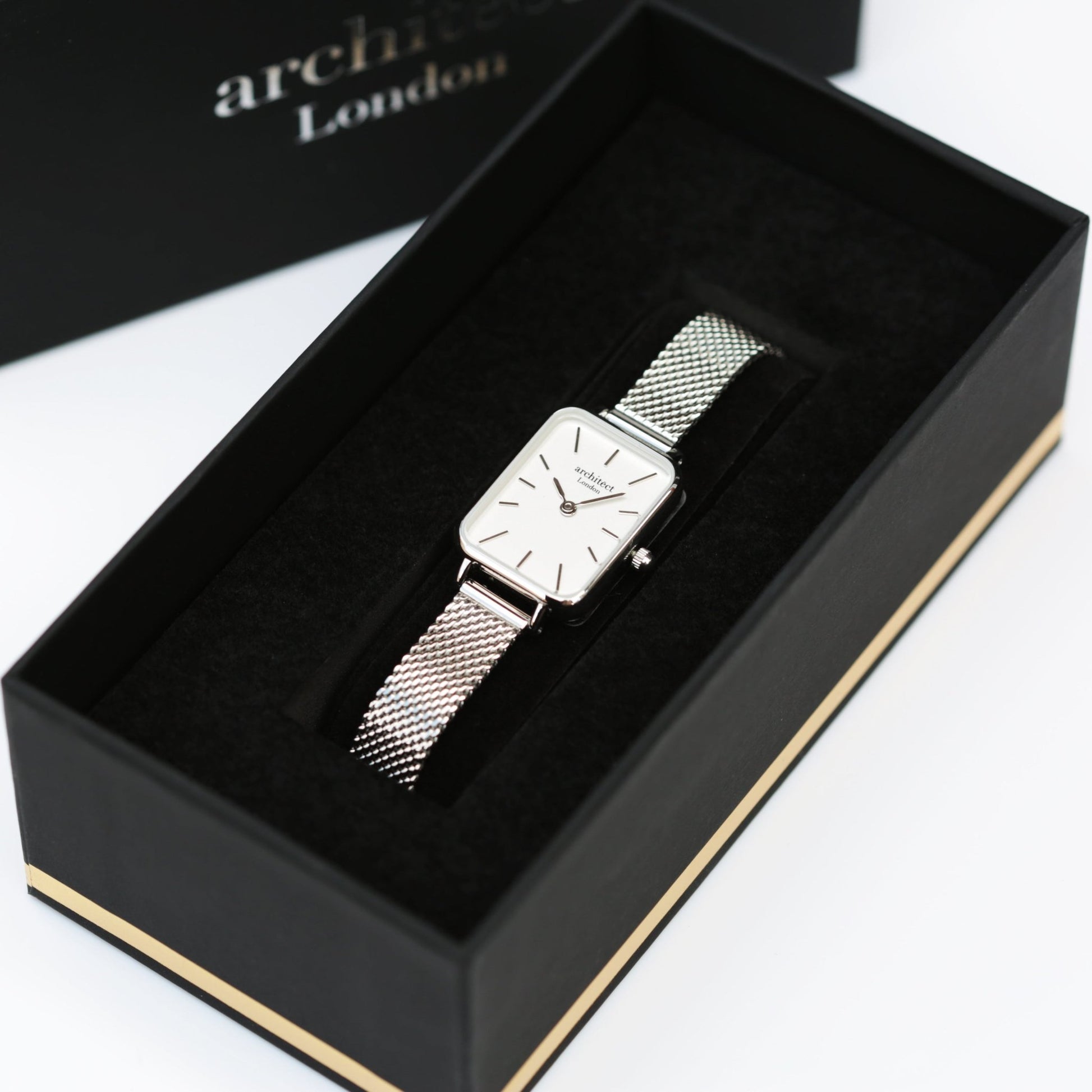 Ladies Architēct Lille Cloud Silver Watch - Personalized Modern Font Engraving - Style Queenz