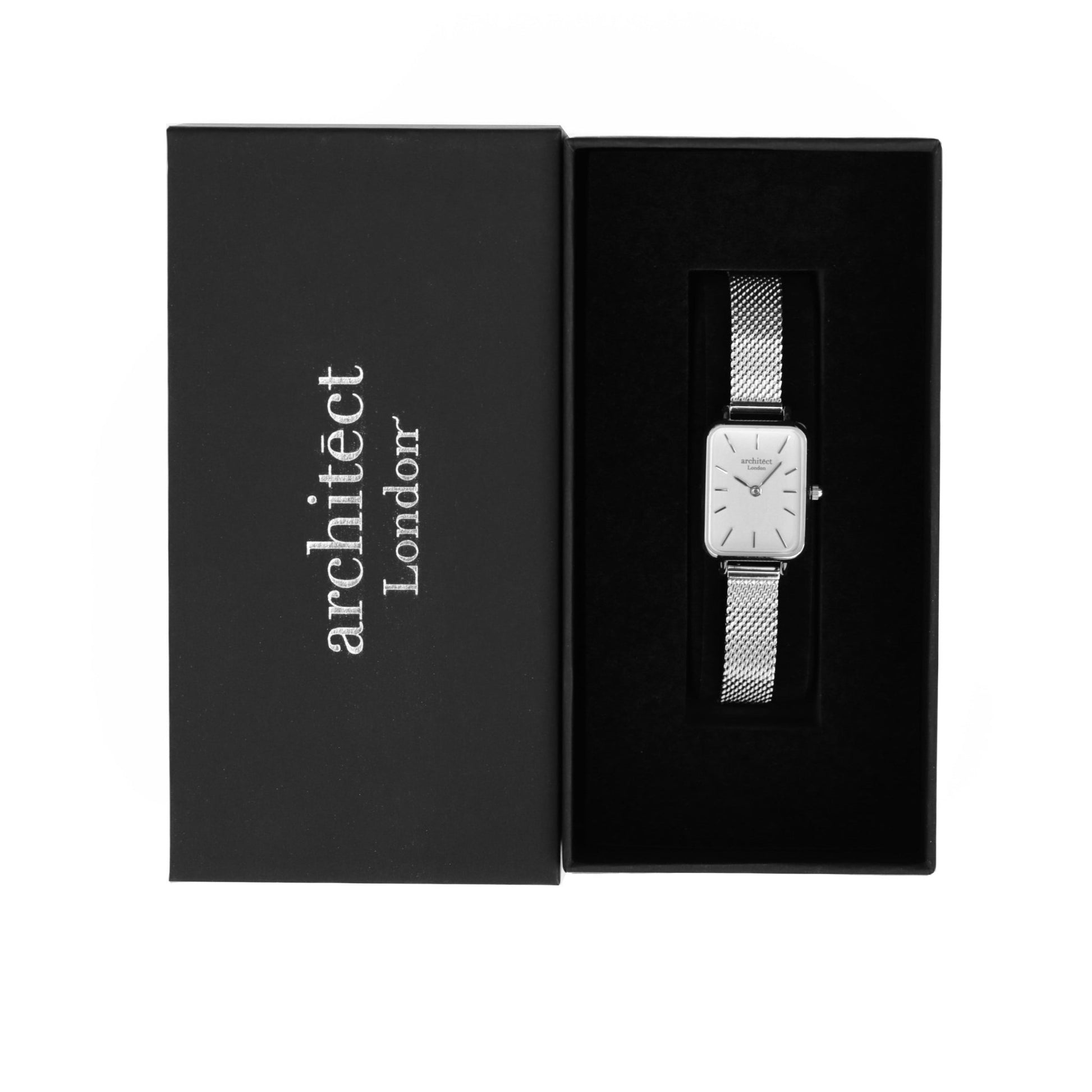 Ladies Architēct Lille Cloud Silver Watch - Personalized Modern Font Engraving - Style Queenz