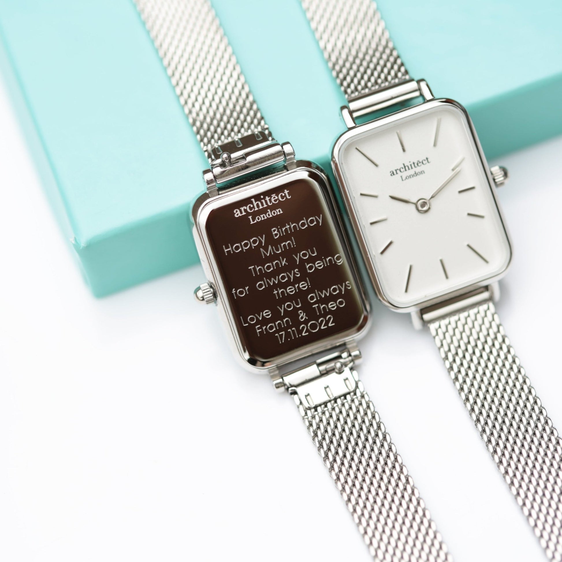 Ladies Architēct Lille Cloud Silver Watch - Personalized Modern Font Engraving - Style Queenz