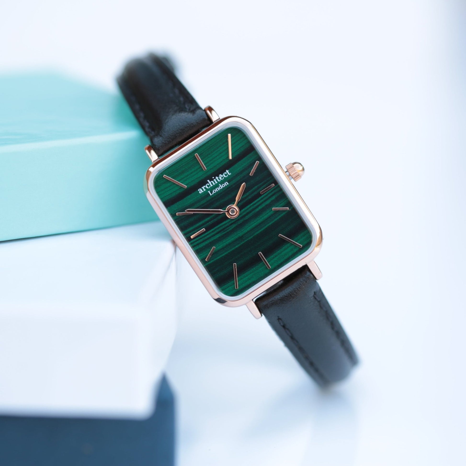 Ladies Architēct Lille Pine Green Watch - Handwriting Engraving Leather Strap - Style Queenz