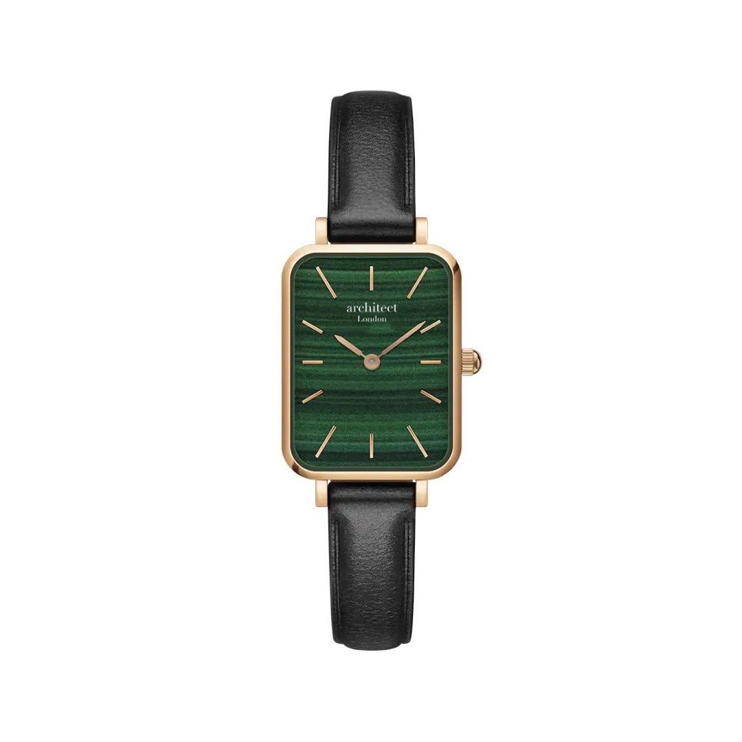 Ladies Architēct Lille Pine Green Watch - Handwriting Engraving Leather Strap - Style Queenz