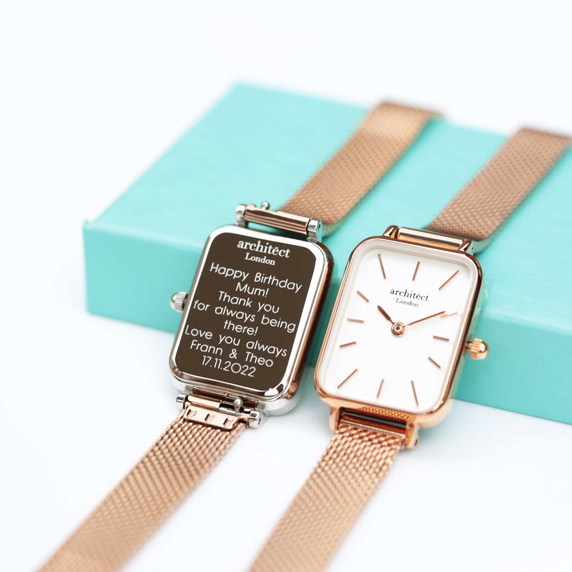 Ladies Architēct Lille Rose Gold Watch - Personalized Modern Font Engraving - Style Queenz