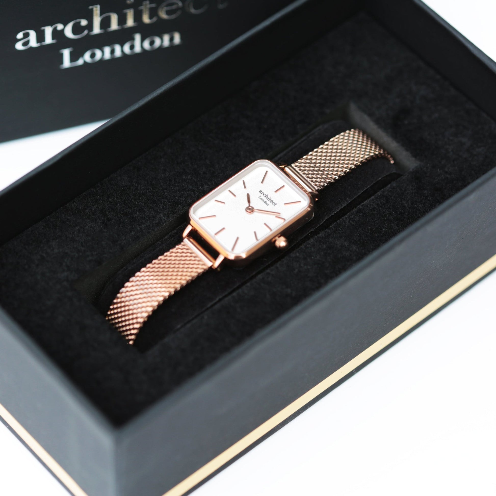Ladies Architēct Lille Rose Gold Watch - Personalized Modern Font Engraving - Style Queenz
