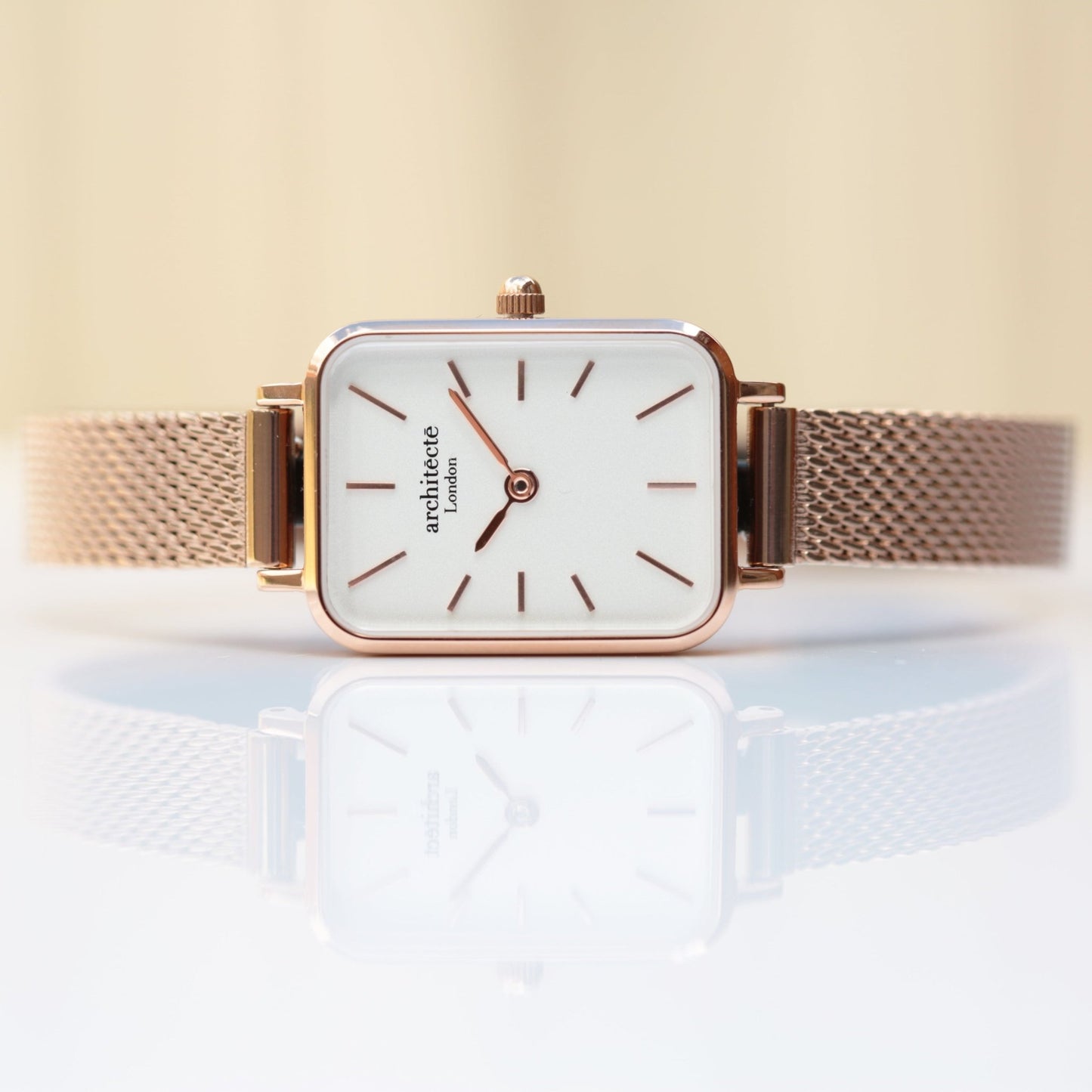 Ladies Architēct Lille Rose Gold Watch - Personalized Modern Font Engraving - Style Queenz