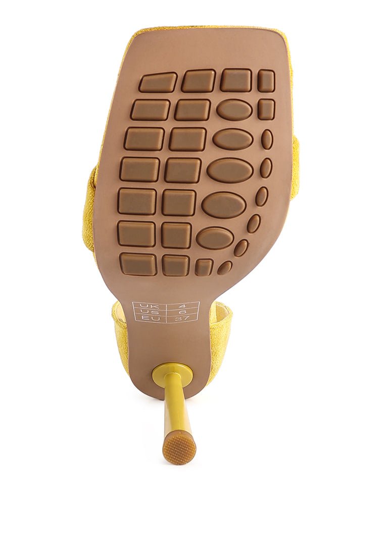 Last Sip Micro Suede High Heel Sandals - Metallic Chain Detail Stilettos - Style Queenz