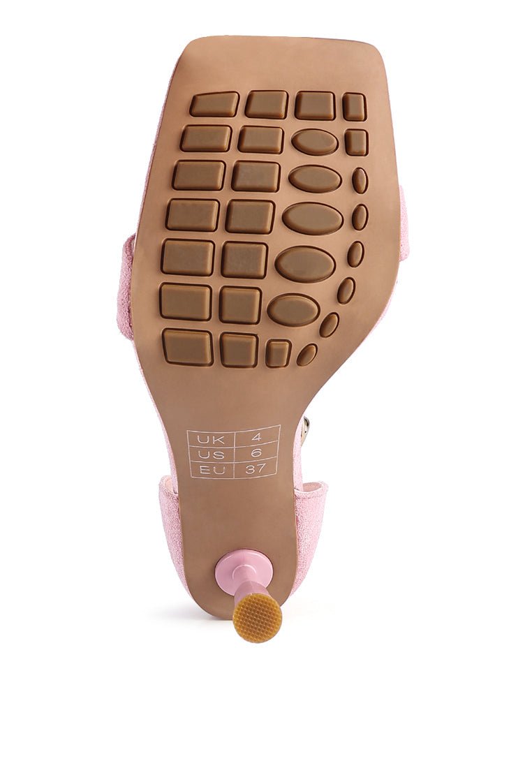 Last Sip Micro Suede High Heel Sandals - Metallic Chain Detail Stilettos - Style Queenz