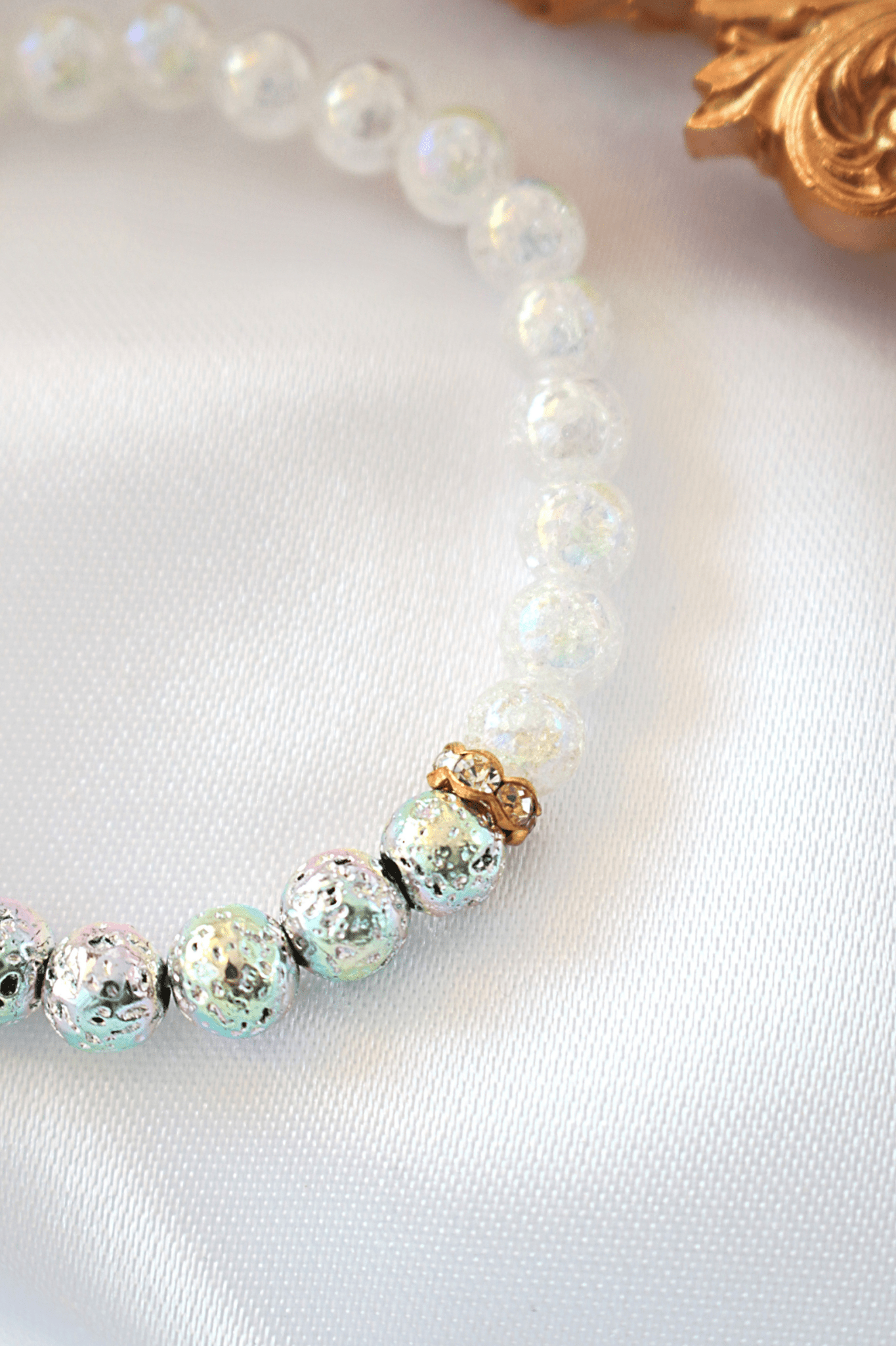 Lava Stone Aroma Diffuser Bracelet - Essential Oil Diffuser Jewelry with Chrome Beads - Style Queenz