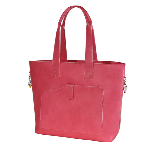 Leather Solar Bag - Italian Pink Vegetable Tanned Leather Tote - Style Queenz