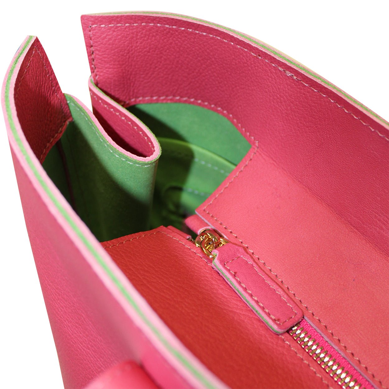 Leather Solar Bag - Italian Pink Vegetable Tanned Leather Tote - Style Queenz