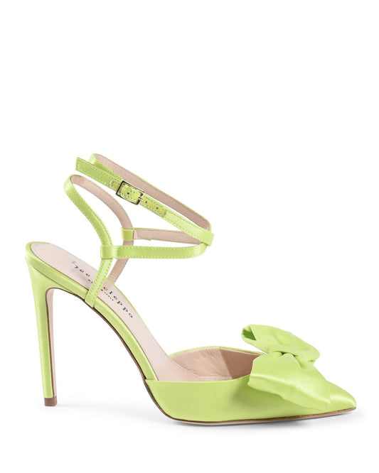 Lime Satin Stiletto Pumps - Cocktail Time Evening Heels with Ankle Strap - Style Queenz