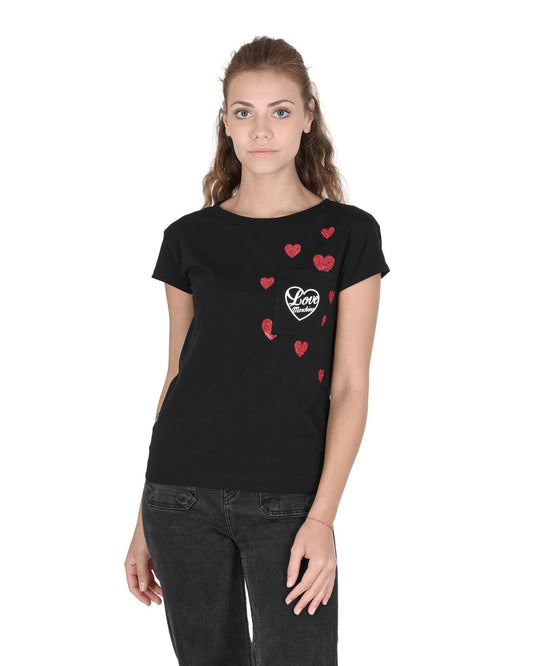 Love Moschino Black Women's T-Shirt - Premium Cotton Blend Designer Tee - Style Queenz