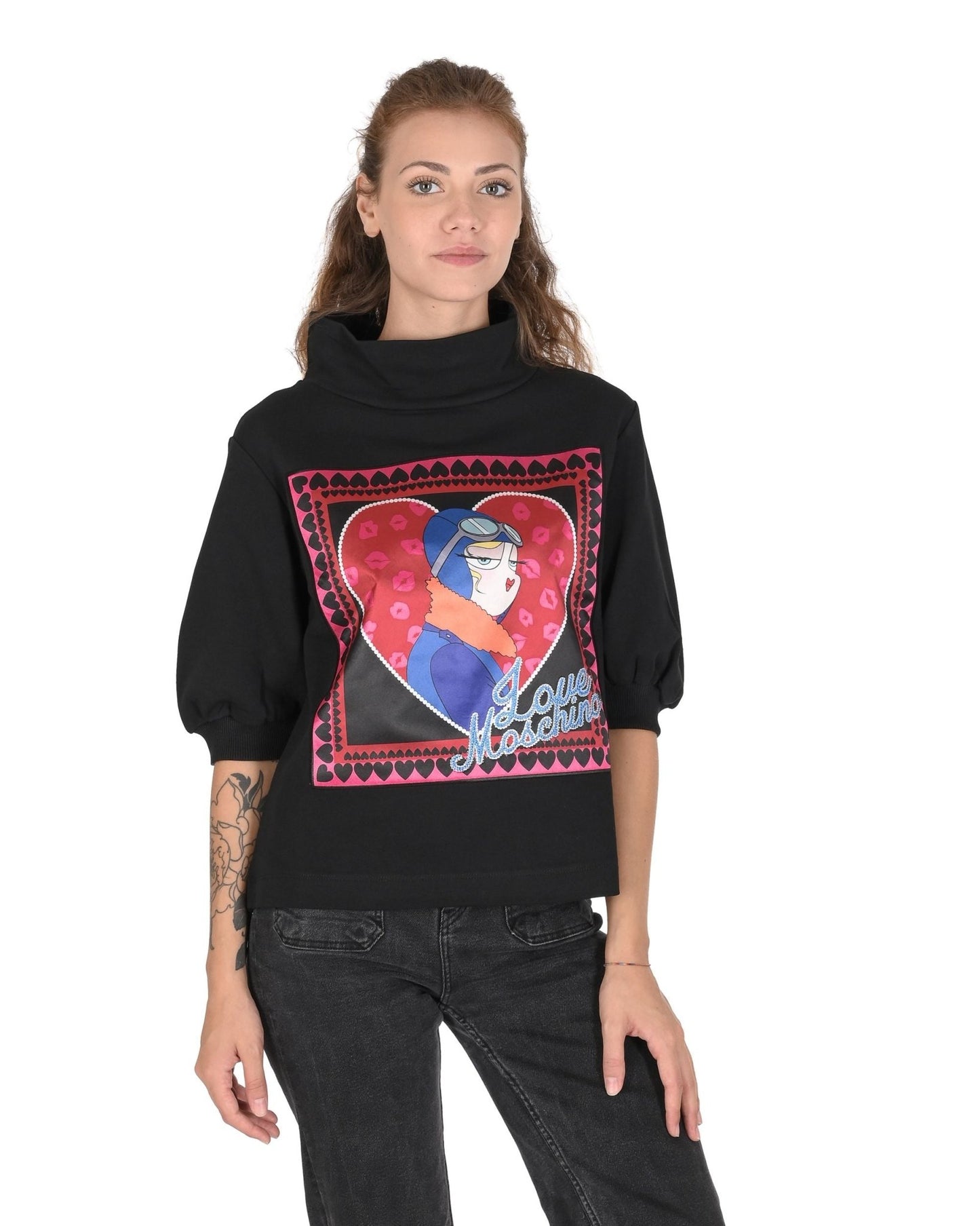 Love Moschino Women's Black Cotton Sweatshirt - Designer Pullover - Style Queenz