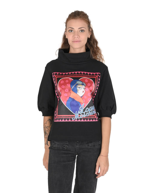 Love Moschino Women's Black Cotton Sweatshirt - Designer Pullover - Style Queenz