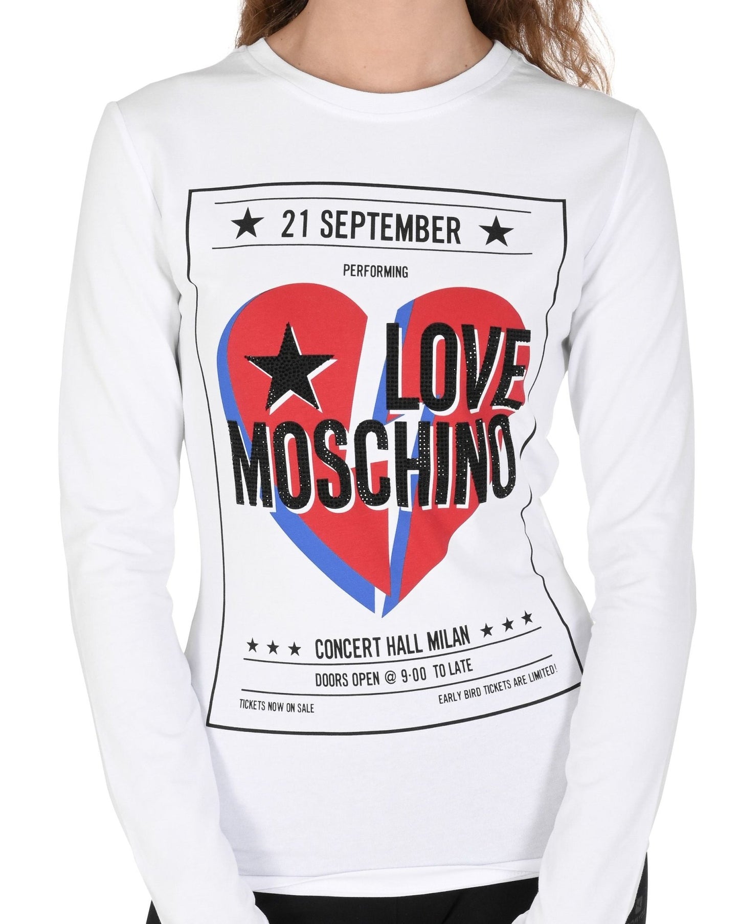 Love Moschino Women's White Cotton Sweatshirt - Designer Optical White - Style Queenz