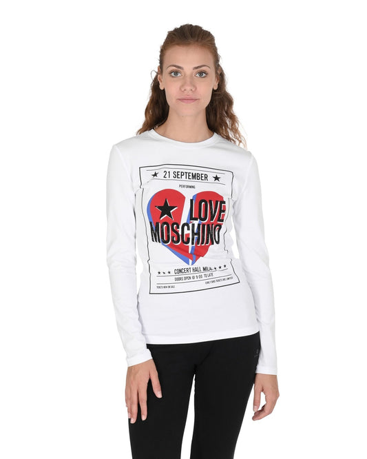 Love Moschino Women's White Cotton Sweatshirt - Designer Optical White - Style Queenz