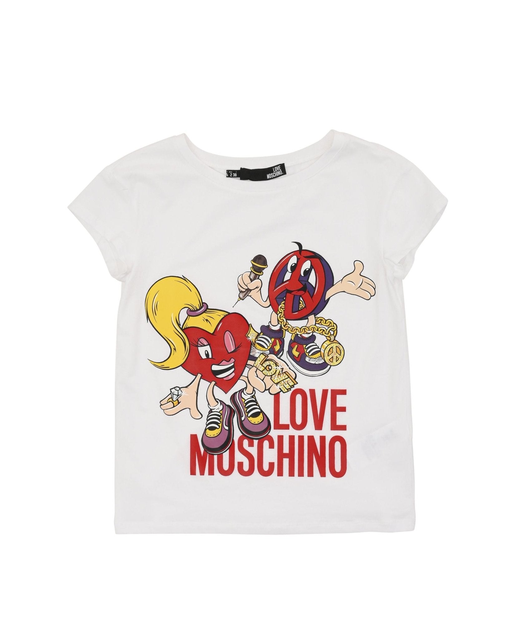 Love Moschino Women's White Cotton T-Shirt - Designer Optical White Tee - Style Queenz