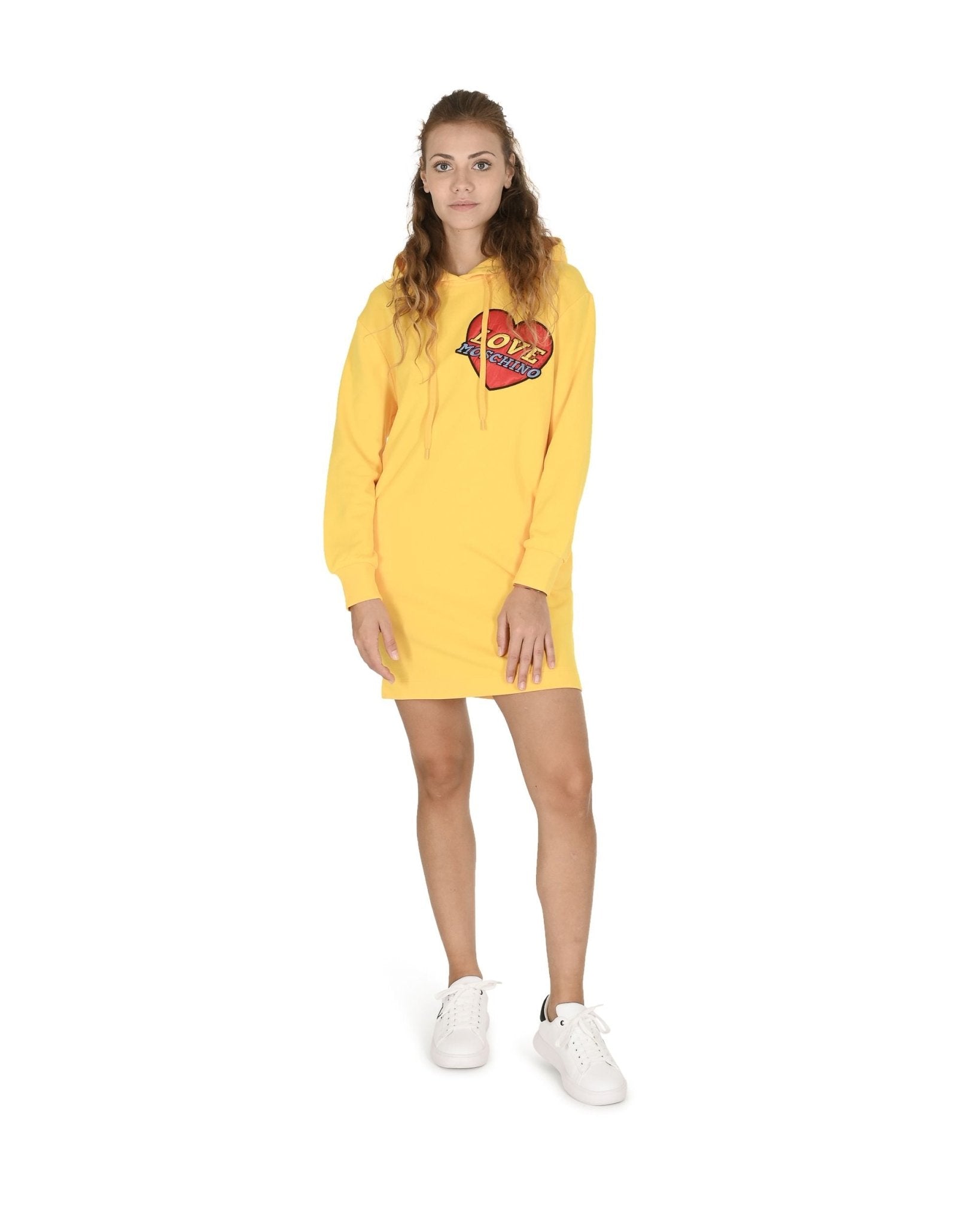 Love Moschino Women's Yellow Cotton Dress - Designer Bright Dress - Style Queenz