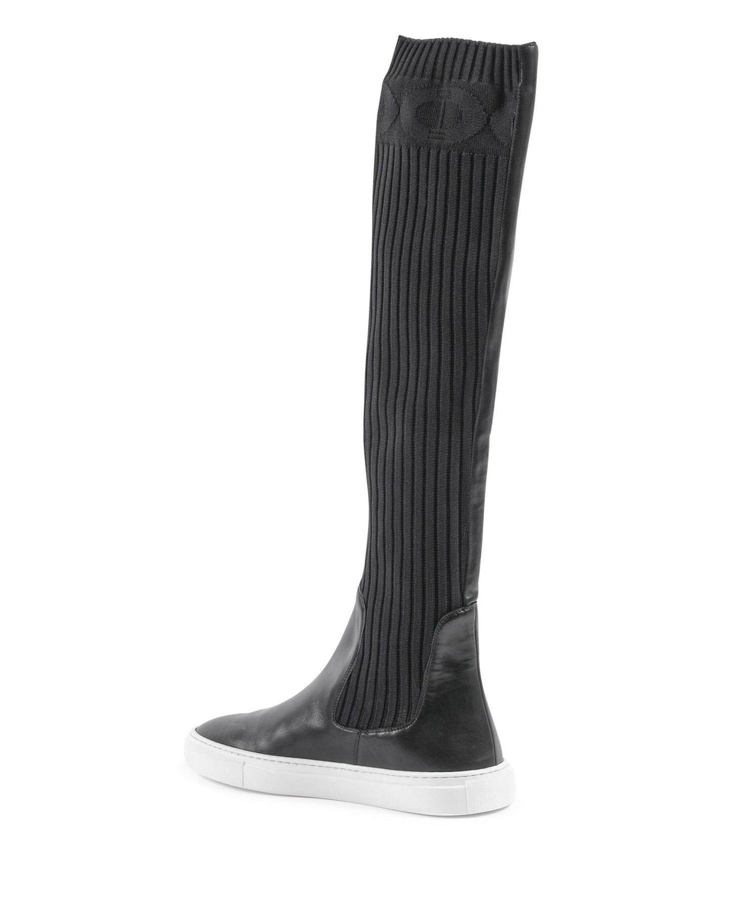 Lugano Sneaker Boot - Italian Elastic Leather Knee High Boot with Dee Ocleppo Monogram - Style Queenz