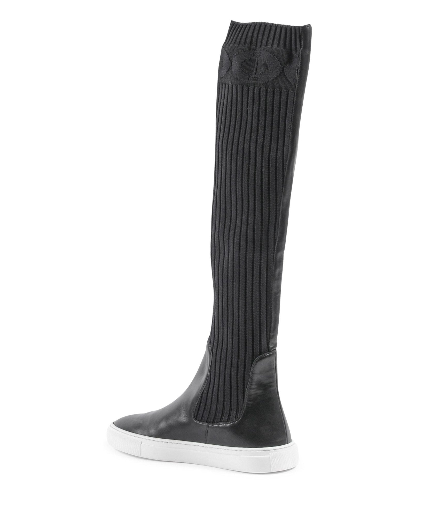 Lugano Sneaker Boot - Italian Elastic Leather Knee High Boot with Dee Ocleppo Monogram - Style Queenz