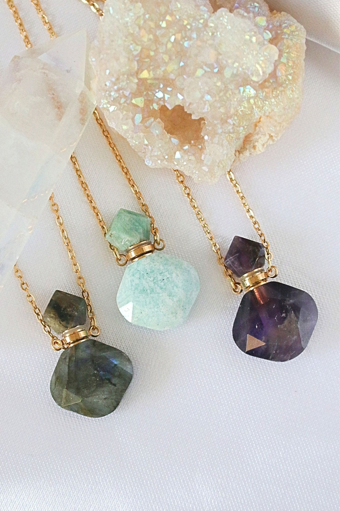 Luxury Mini Crystals Bottles | 24 Karats Natural Crystals Necklaces - Style Queenz