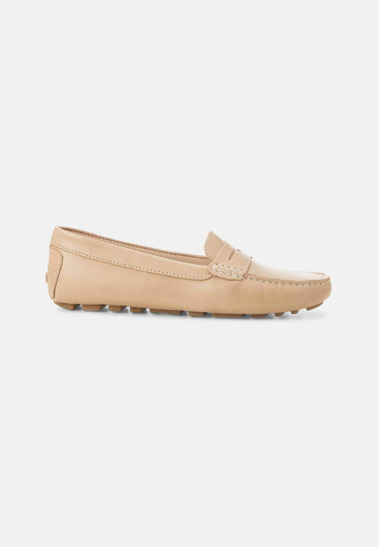 Beige loafer shoe on a white background