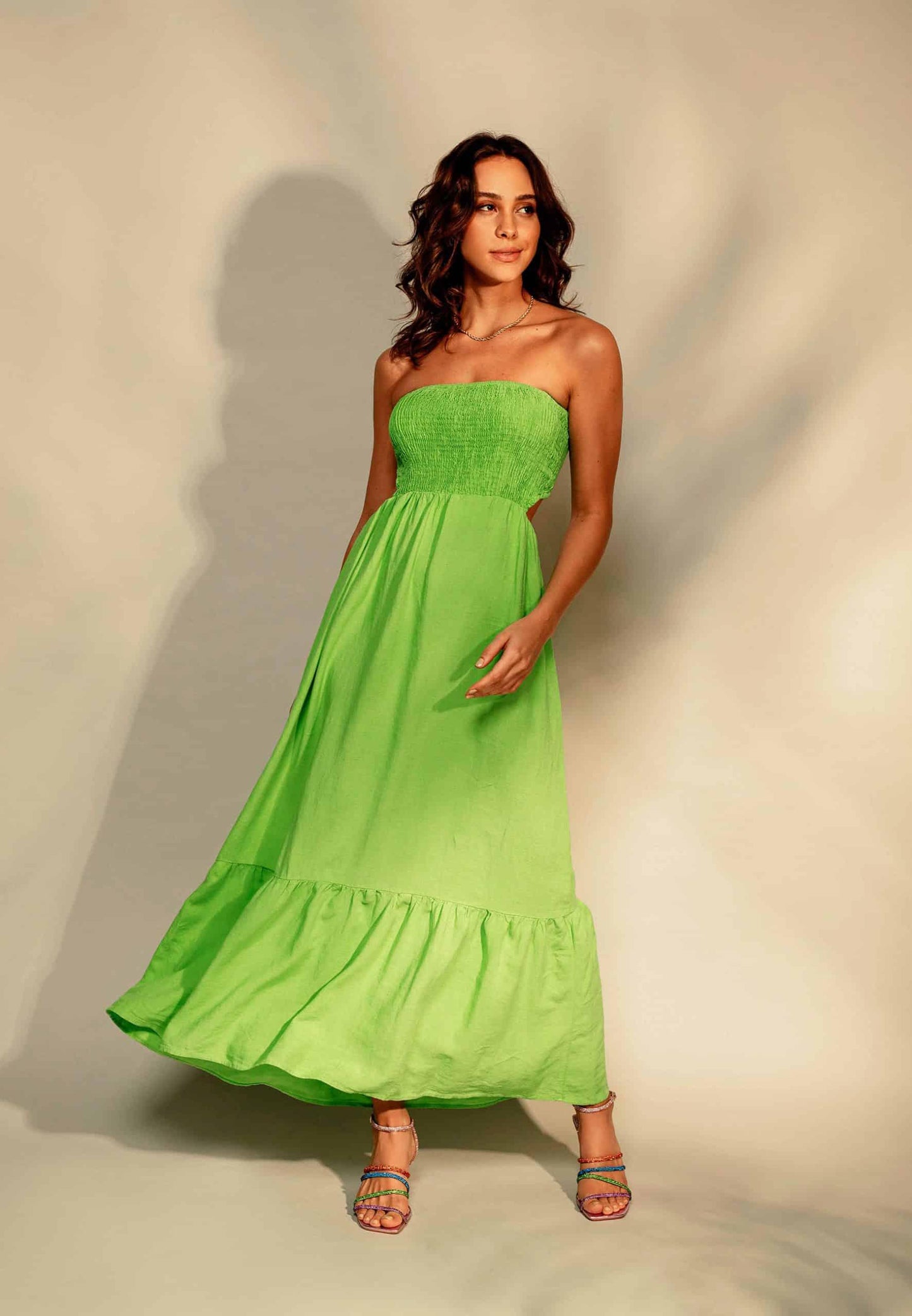 Crystal Leather Heeled Sandals Strappy Design