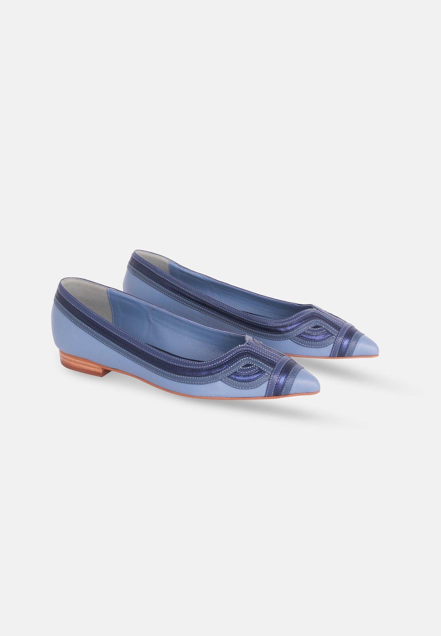 Pair of blue transparent shoes on a white background