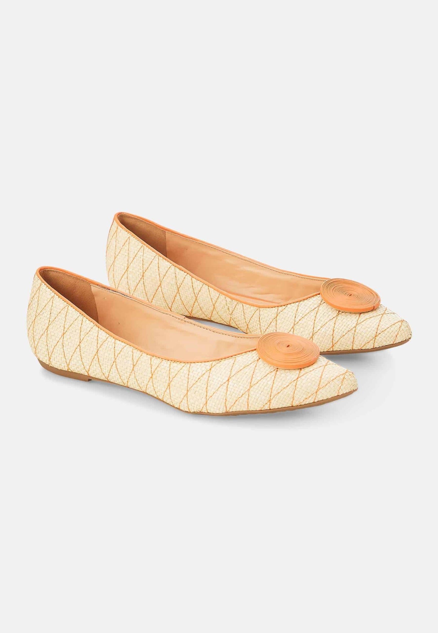 Raffia Ballerina Flats with Textured Detail