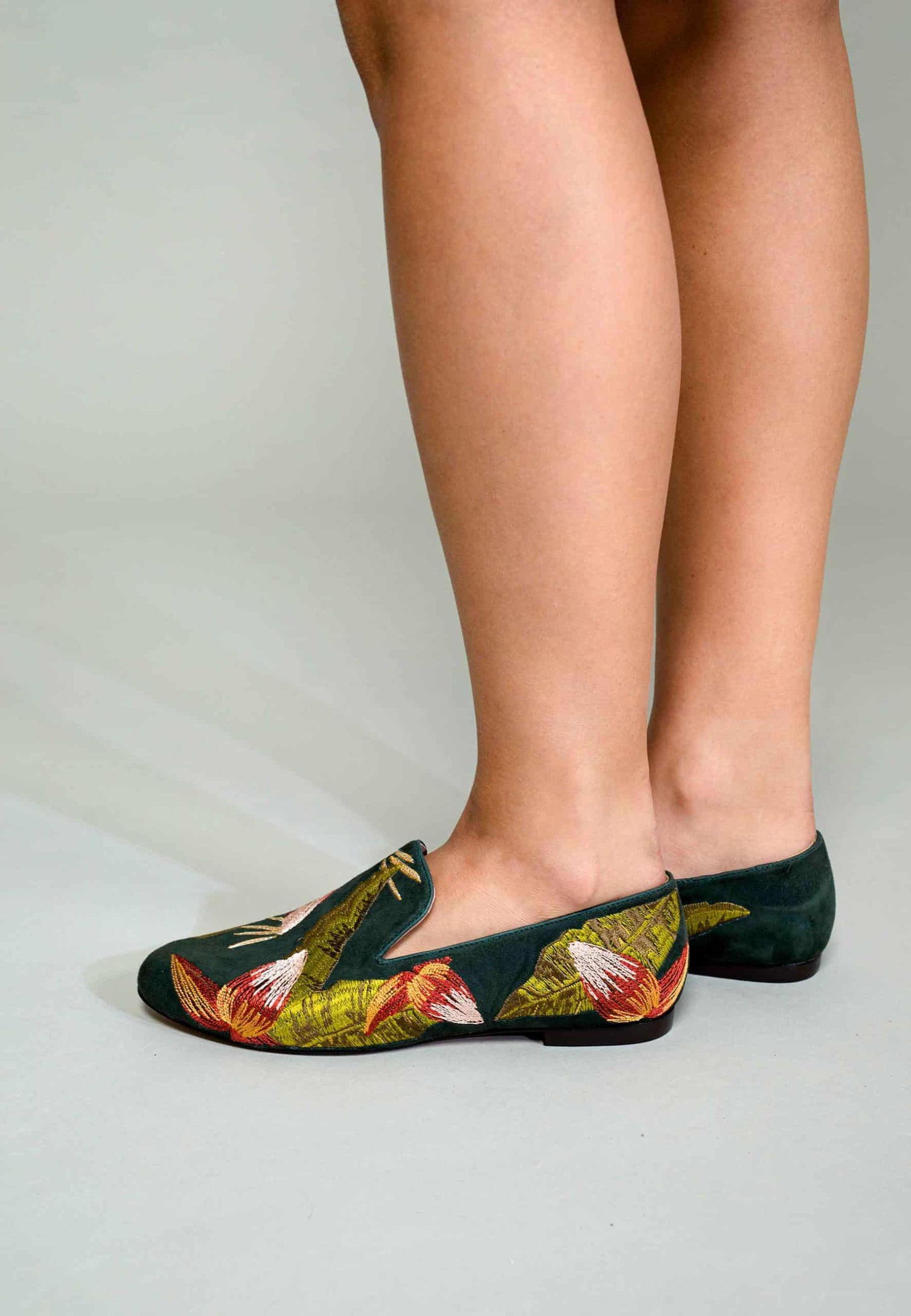 Suede Embroidered Loafers Flat Elegant Design