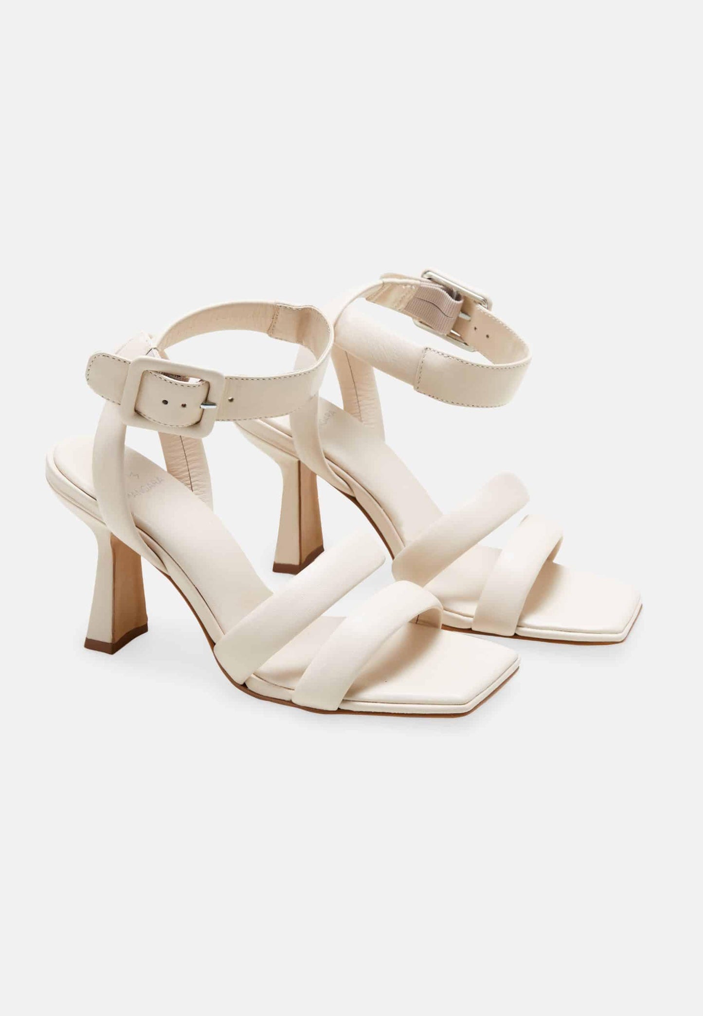 Leather Sculpted Heel Sandals with Strap Detail