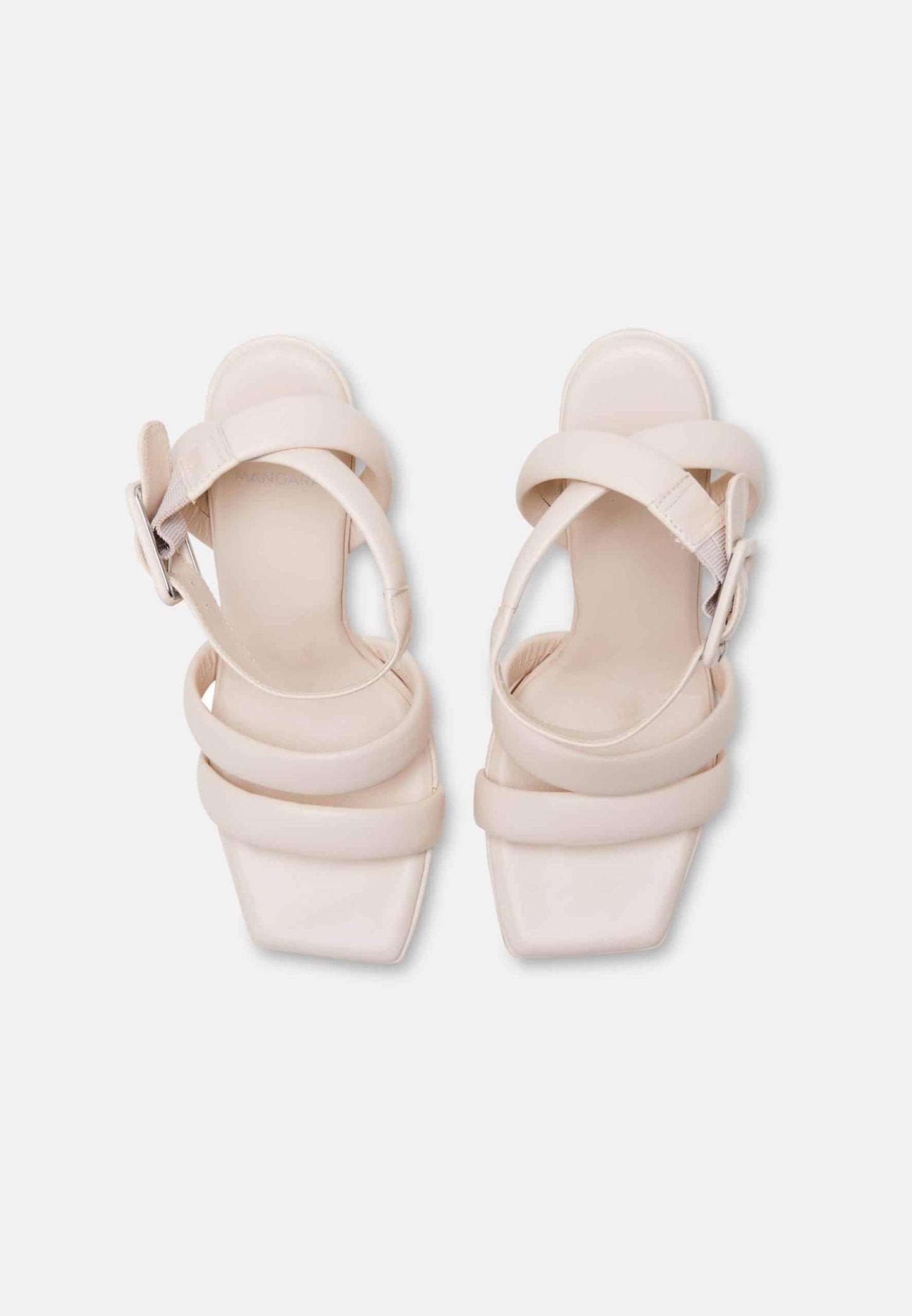 Leather Sculpted Heel Sandals with Strap Detail