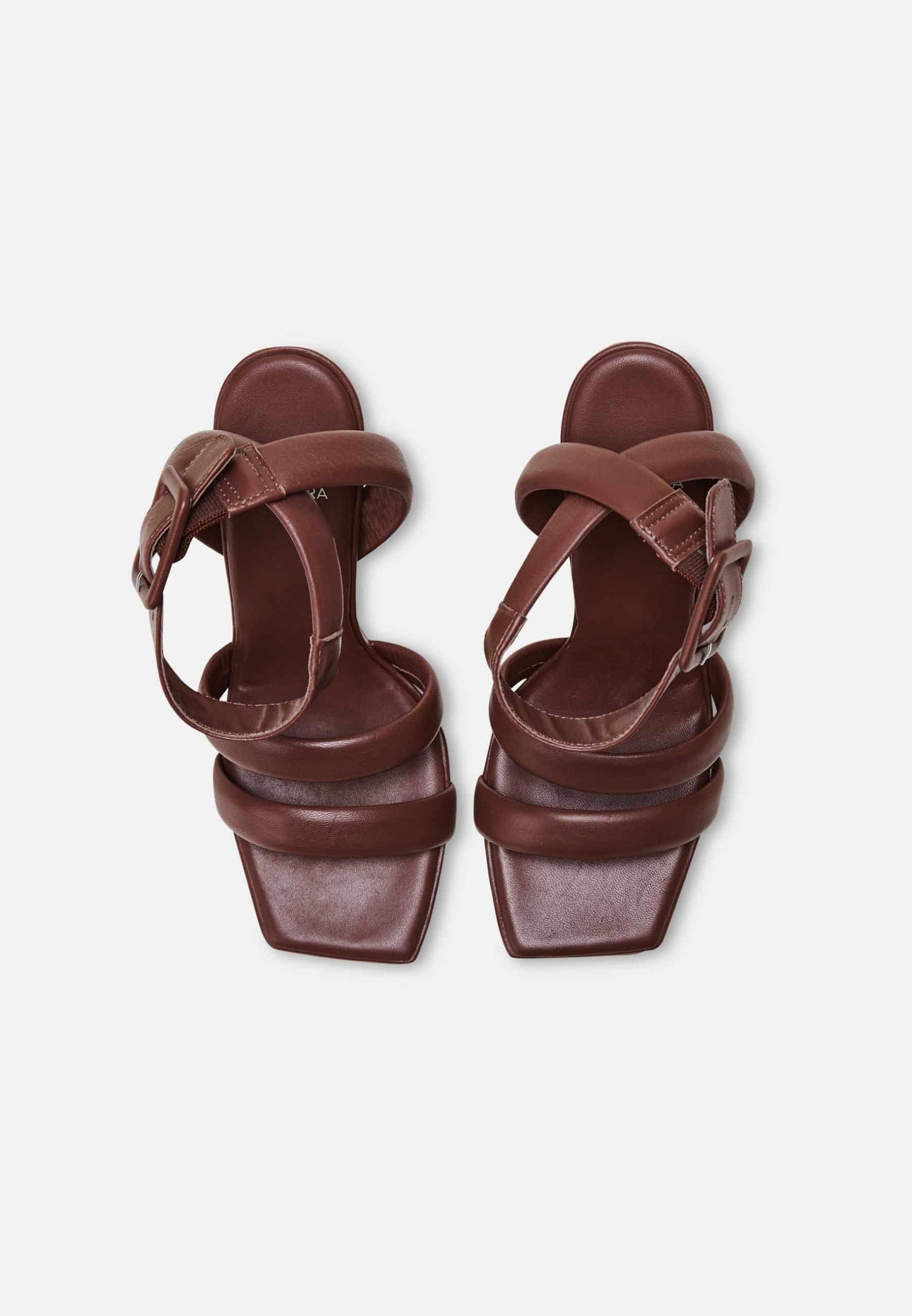 Leather Sculpted Heel Sandals with Strap Detail