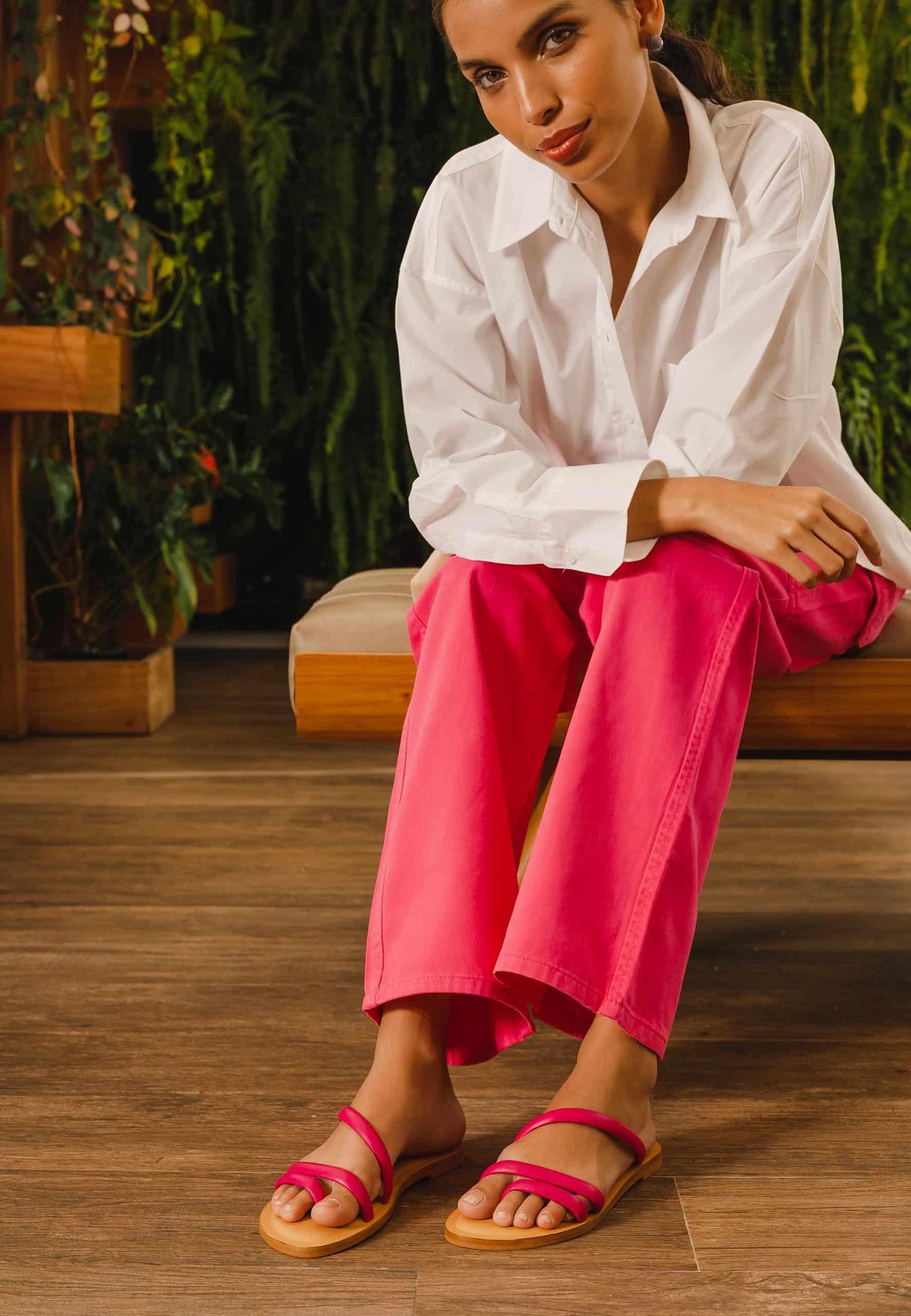 Leather Three-Strap Flat Sandals Minimalist Style