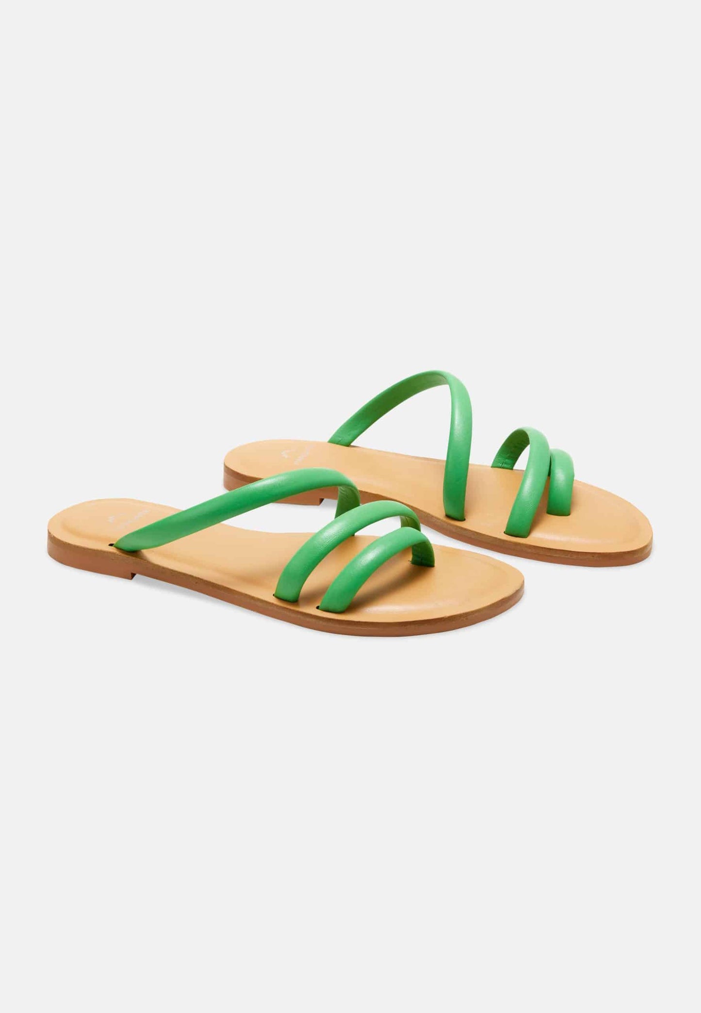 Leather Three-Strap Flat Sandals Minimalist Style