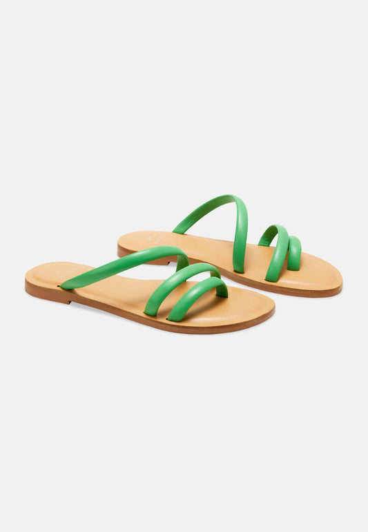 Leather Three-Strap Flat Sandals Minimalist Style