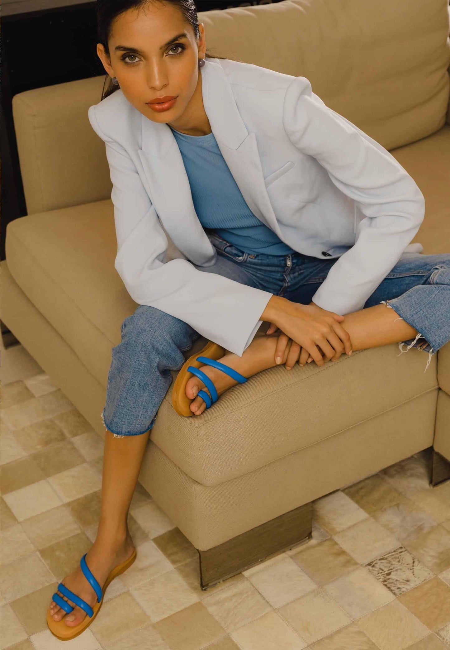 Leather Three-Strap Flat Sandals Minimalist Style