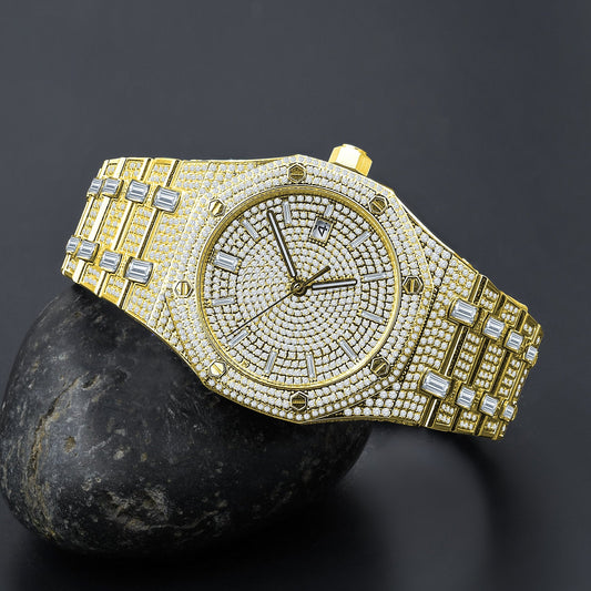 MAVERICK Gold Steel Watch - Luxury Bling Statement Timepiece | 41mm Japanese Movement - Style Queenz