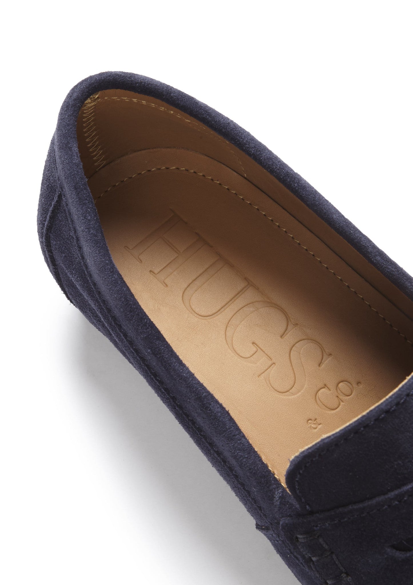Navy Blue Suede Penny Loafers - Men's Boat Sole