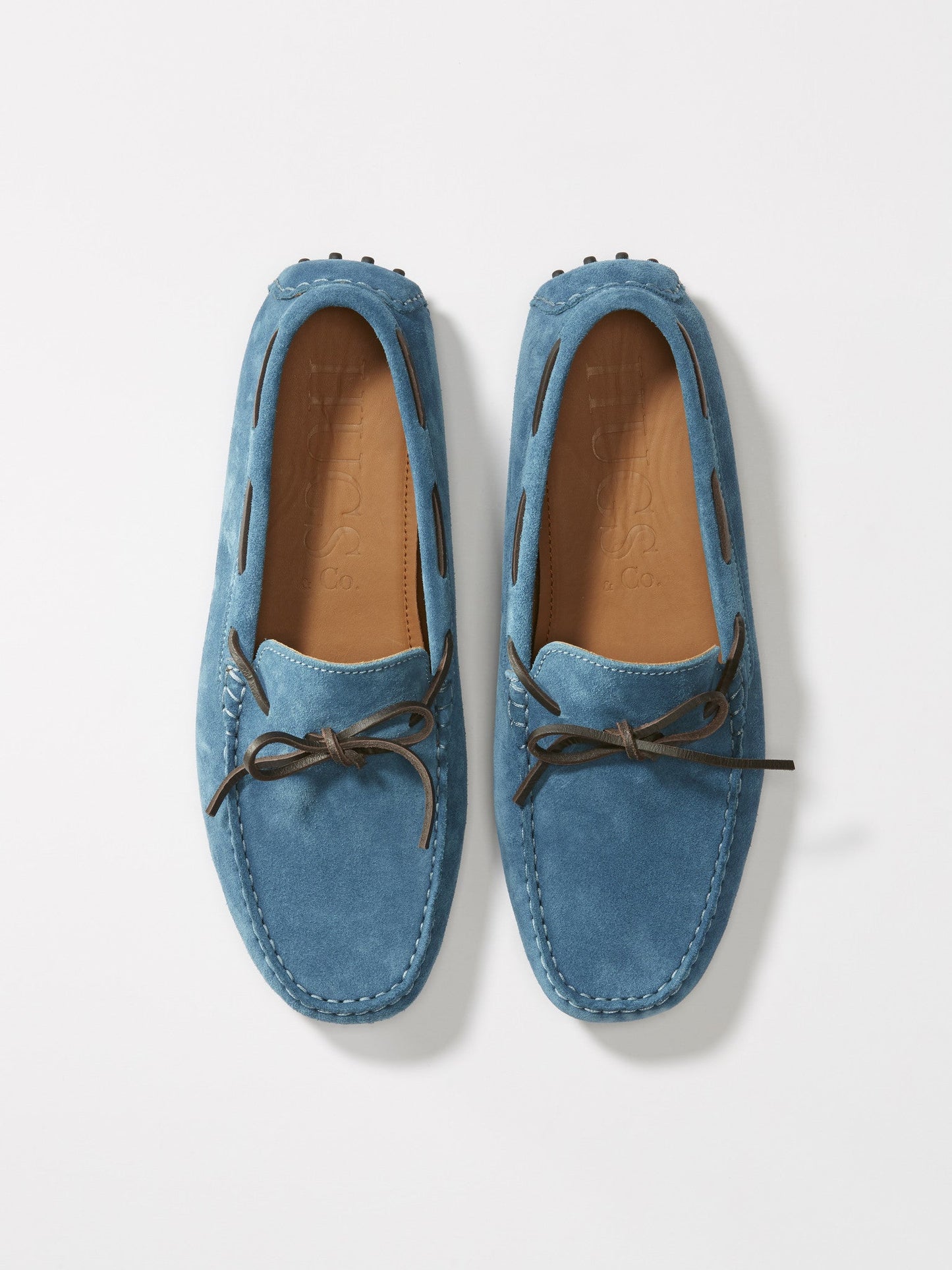 Men's Petrol Blue Suede Laced Driving Loafers