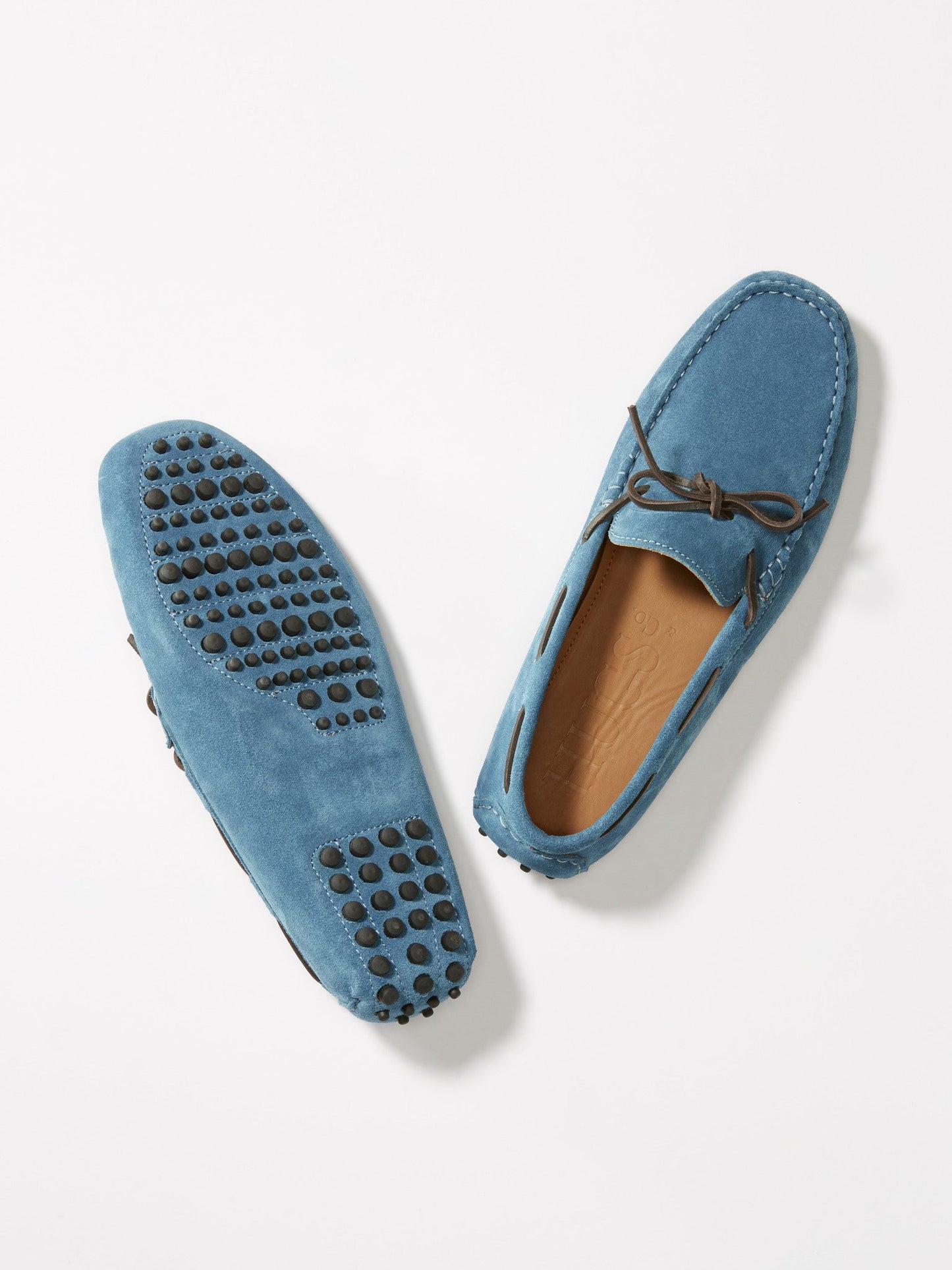 Men's Petrol Blue Suede Laced Driving Loafers