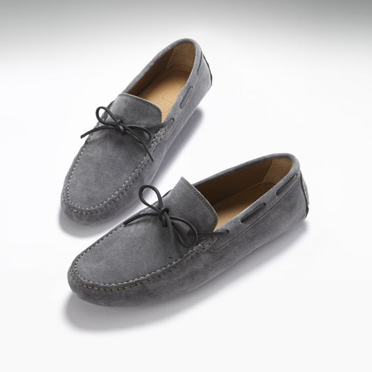 Men's Slate Grey Suede Laced Driving Loafers