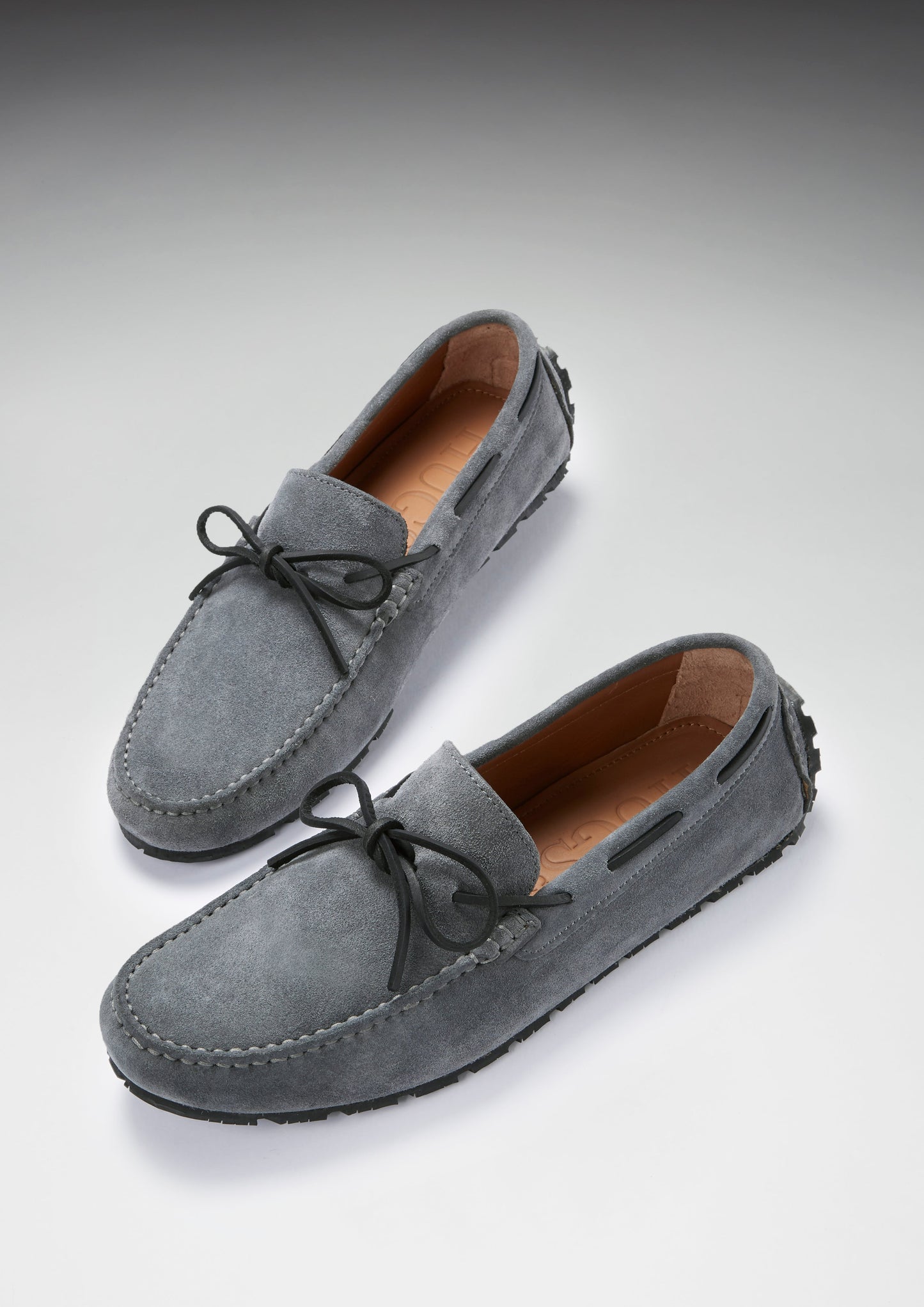 Men's Slate Grey Suede Driving Loafers - Tyre Sole