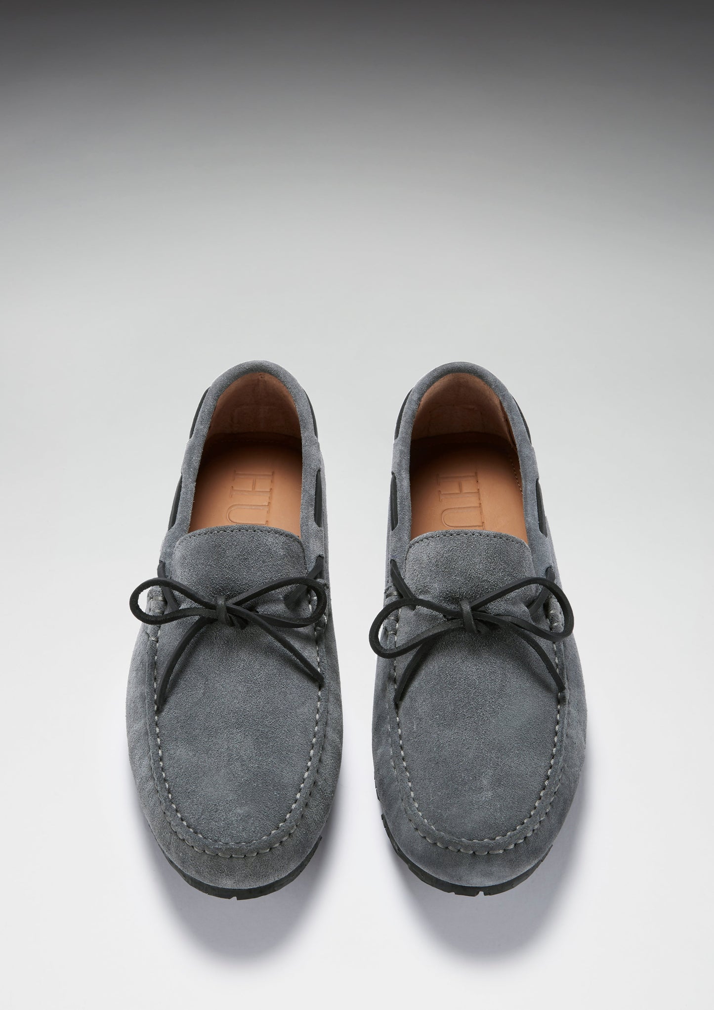 Men's Slate Grey Suede Driving Loafers - Tyre Sole