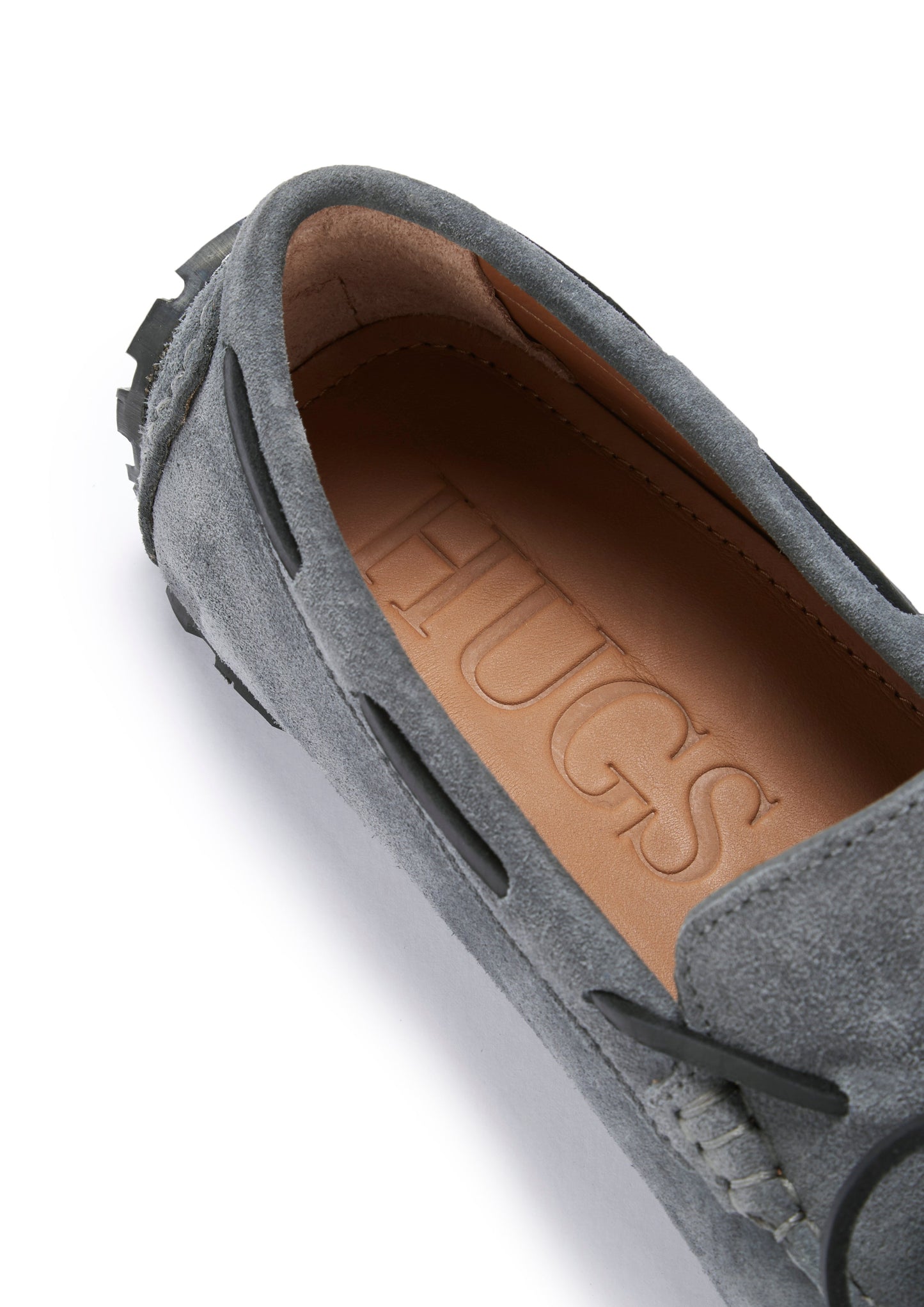 Men's Slate Grey Suede Driving Loafers - Tyre Sole